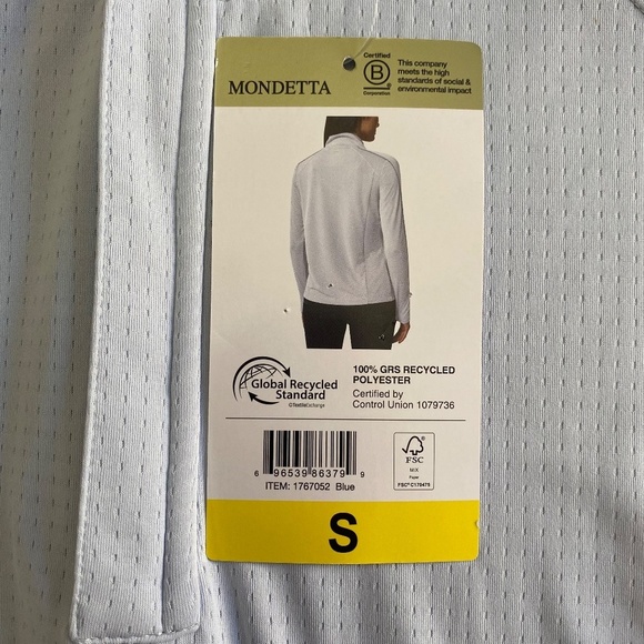 Mondetta Ladies' Quarter-Zip Pullover, Zippered Pockets, Light Blue, Small NWT - Picture 6 of 15